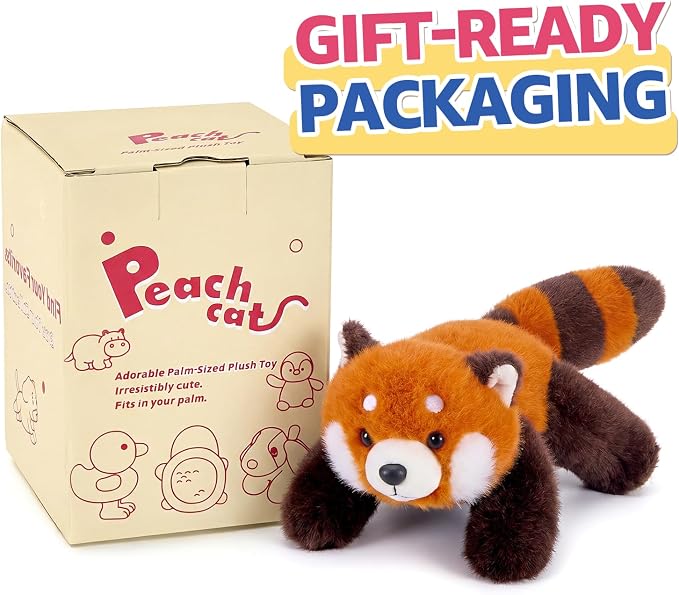 PEACH CAT Red Panda Stuffed Animal Cute Plushies Small Plush Toys Birthday Gifts for Girls Boys Kids
