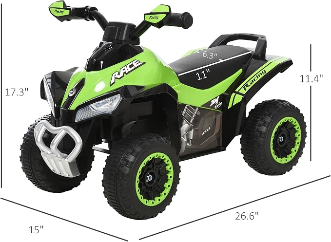 Aosom NO Power Kids Ride On Push Car, Ride Racer, Foot-to-Floor Sliding Car, Walking ATV Toy with Music, Lights, for 1.5-3 Years Old, Green