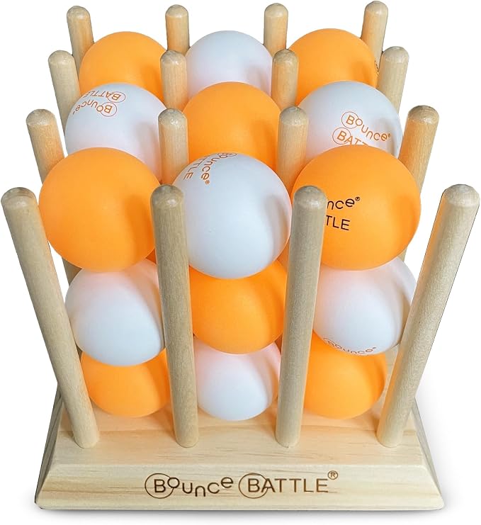 Bounce Battle Wood Edition - Fast-Paced Skill & Strategy Game, Includes 27 Balls & Wooden Cube - Kids 8+