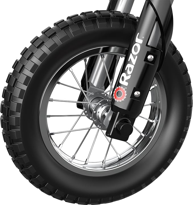 Razor MX400 Dirt Rocket Electric Bike for Kids Ages 8+, 140 lb Max Weight, Black – 24V Battery, Up to 14 Mph, 30-Min Ride Time on High Speed, Twist-Grip Throttle, Spoked Wheels w/ 12” Pneumatic Tires