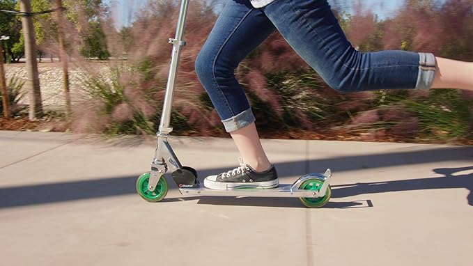 Razor A3 Kick Scooter for Kids Ages 5+ - Larger Wheels, Front Suspension, Wheelie Bar, Lightweight, Foldable, Aluminum Frame, and Adjustable Handlebars