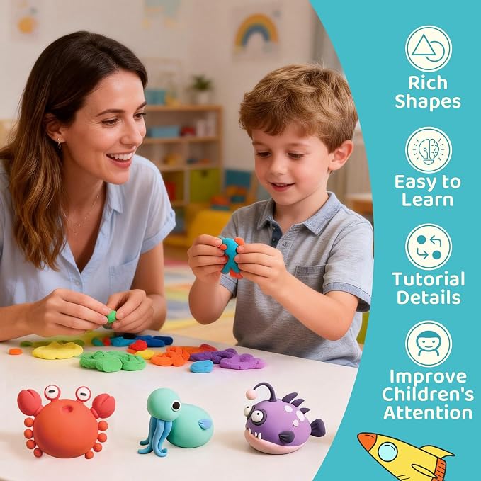 Both idea Air Dry Clay Kit, Ocean Theme | 12 Packs, Non-Toxic Kids Gift | School & Party: Perfect for classroom art activities, birthday party favors, creative family DIY, and holiday celebrations.