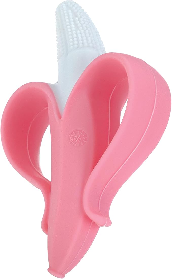 Nuby NanaNubs Banana Massaging Toothbrush - Baby Teething Toy - 3+ Months - Pink