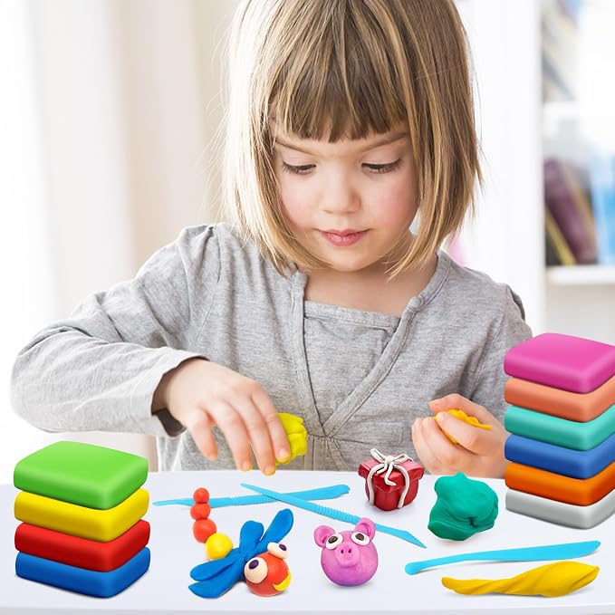 Air Dry Clay, 14 Colors Modeling Magic Clay for Kids | Includes Tools, Soft & Ultra Light, Ages 3-8+ Years, Boys & Girls