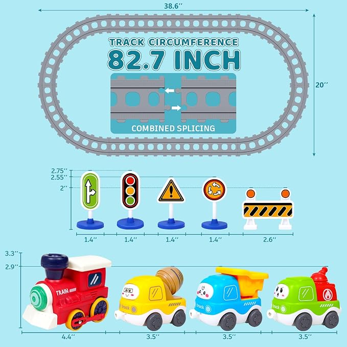 Electric Train Set for Toddlers 3-5 4-8 with Train Tracks Set Lights Up Steam Sign Realistic Music Sound Magnetic Train Connection Toys Birthday 3 4 5 6 7 8+ Years Old Boy Toys Girl