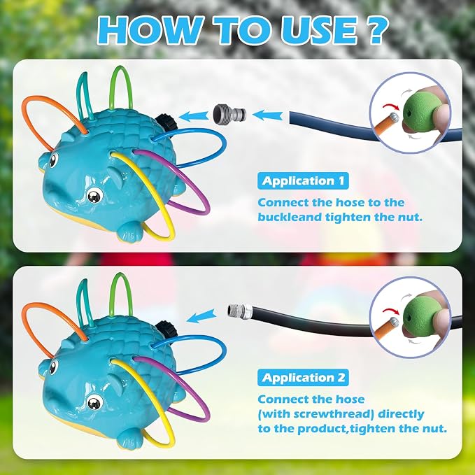 Kids Water Sprinkler Toy, 360° Outdoor Splash Sprinkler with Wiggling Water Arms, Fun Backyard Summer Water Toy for Toddlers, Boys and Girls, Easy Hose Connection for Lawn, Garden and Pool Party