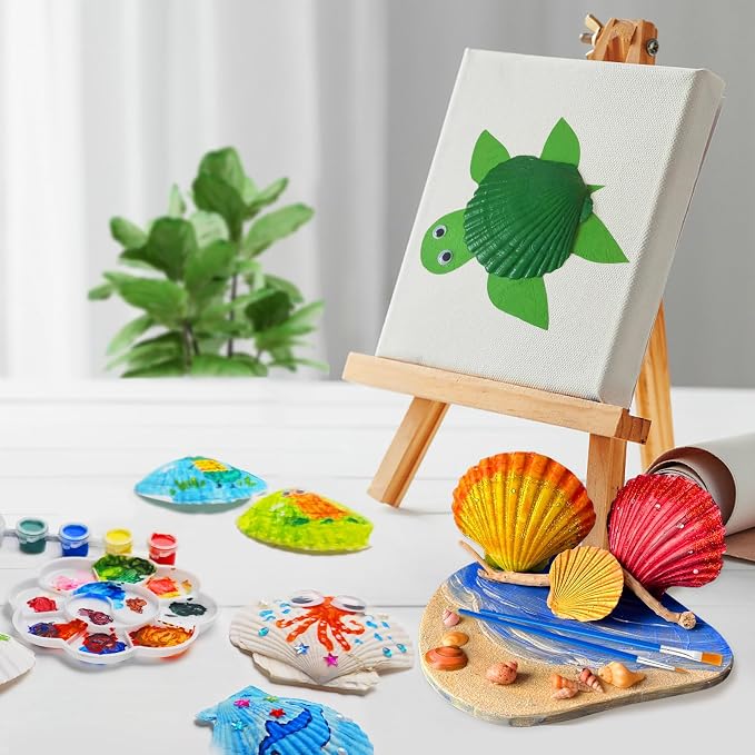 Eleanore's Diary Kids Sea Shell Painting Kit, Glow in The Darkness Painting Crafts for Boys Girls, Creative Art Activities Toys Gifts for Age 3 4 5 6 7 8 9 10 11 12 Year Old Birthday Holiday Party