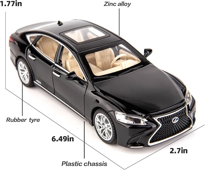 BDTCTK 1/32 Compatible for Lexus Ls500h Model Car, Zinc Alloy Pull Back Toy car with Sound and Light for Kids Boy Girl Gift(Black)