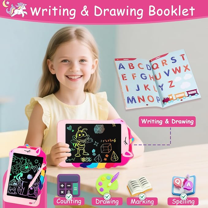 LCD Writing Tablet, Unicorn Drawing Pad Doodle Board, Colorful Toddlers Toys Drawing Board, Educational Toys for Boys Girls 3 4 5 6 7 8 Year Old Christmas and Birthday Gifts