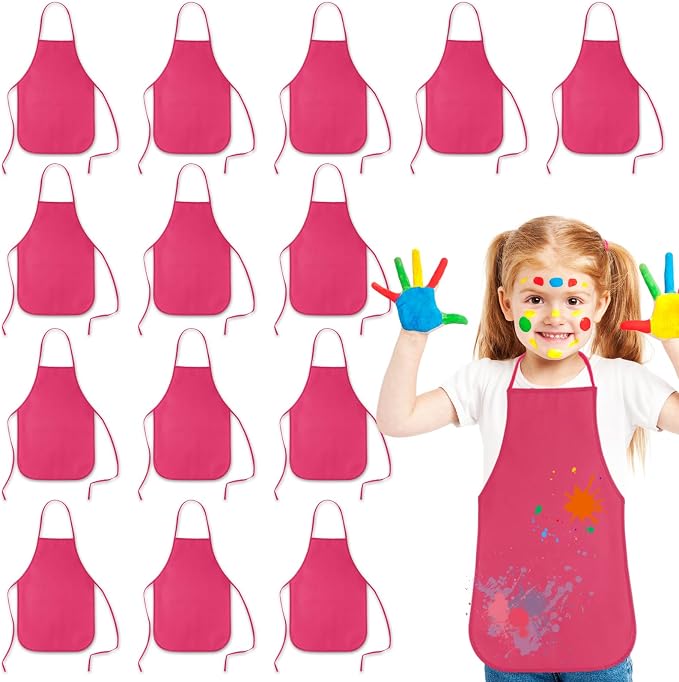 KUUQA 16/24/30/36/40Pcs Kids Apron Painting Aprons for Kids, Kids Paint Apron Art Smock for Classroom Painting Party Supplies
