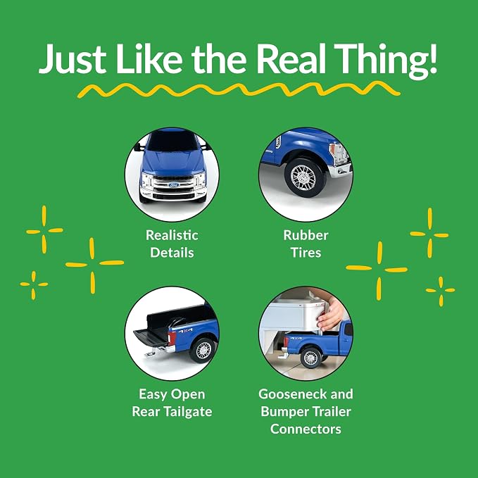 Big Country Toys Realistic Ford® Truck Toy & Trailer Hitch, 1:20 Scale Farm Toys for 3 Year Old Boys…