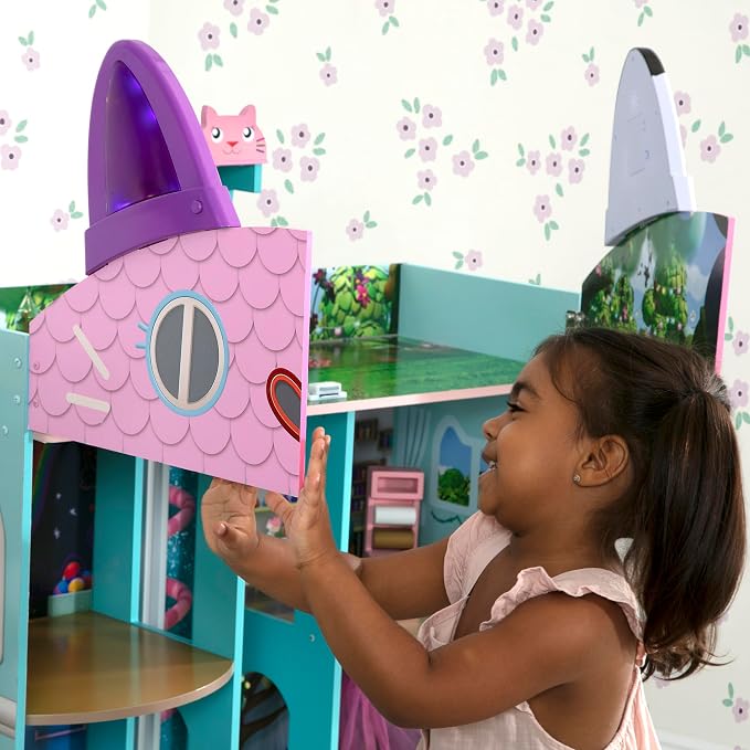 Gabby’s Dollhouse Purrfect Playhouse by Delta Children – Features Sounds & Light Up Ear - Includes 20 Accessories - Fits 8-inch Dolls - Pretend Play Dream Gift for Ages 3