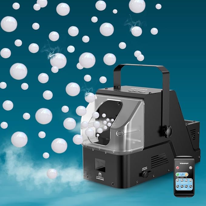Wisdomlit Fog Bubble Machine, 3-in-1 Smoke Bubble Machine, 450W Bubble Fog Machine with Remote Control, Colorful Bubbles | Fog Bubbles | Continuous Fog for Stage Wedding Photography Holiday Party