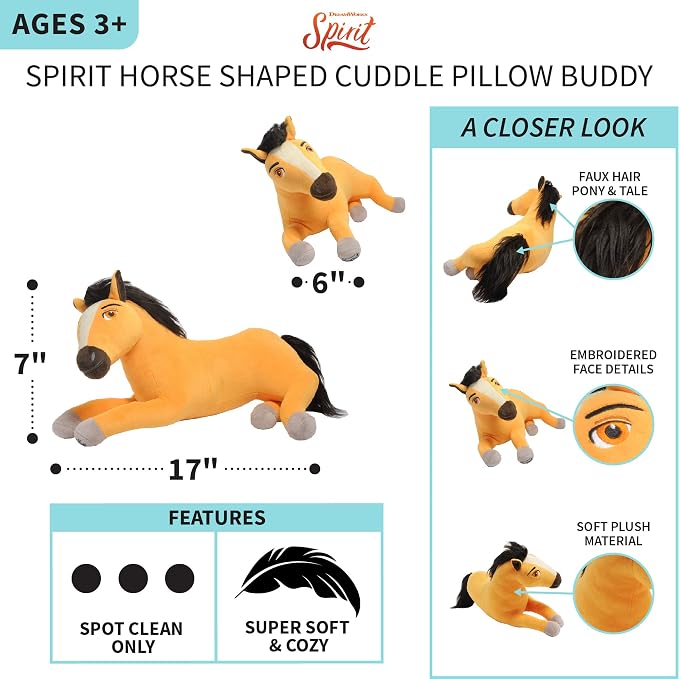 Franco Kids Bedding Super Soft Plush Cuddle Pillow Buddy, One Size, Spirit Riding Free Horse