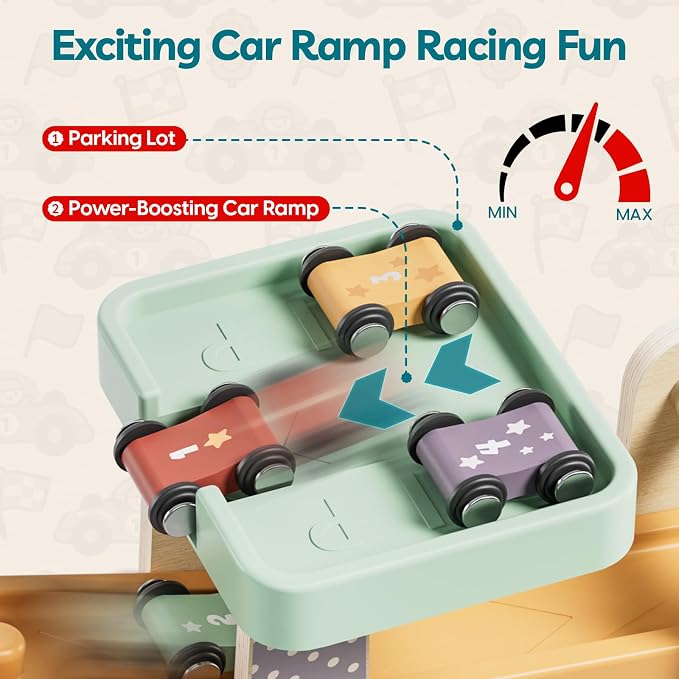 TOP Bright Toddler Wooden Race Track Car Ramp Toys (Baby Car Ramps)