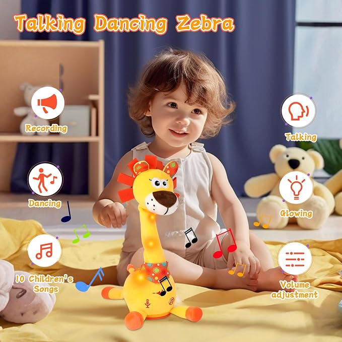 LUKETURE Dancing Talking Lion Plush, Interactive Stuffed Animal Toy, Musical Plush with Record & Repeat, Sings 10 Songs, LED Lights