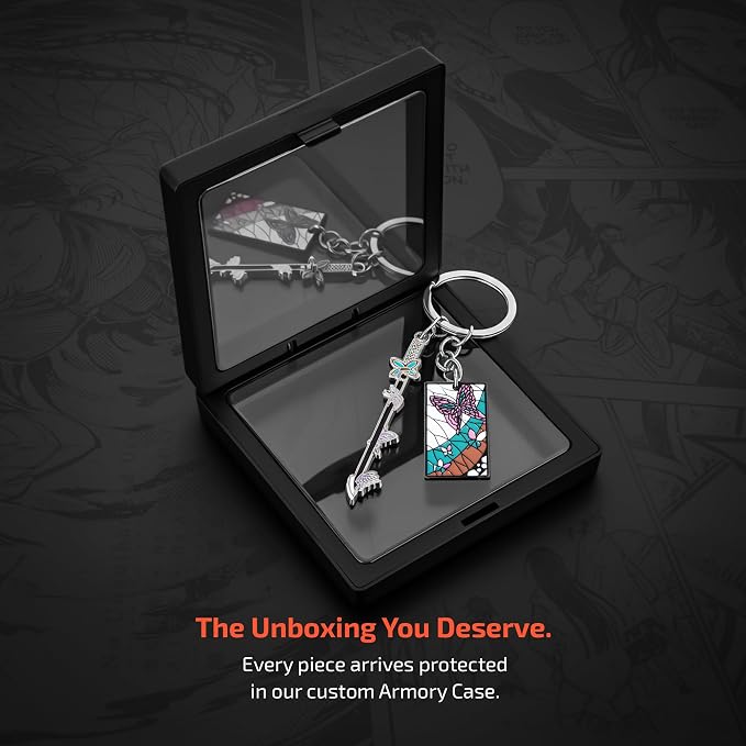 Demon Slayer Keychain, Anime Keychain with Sword & Charm Plate, Demon Slayer Merch & Gifts