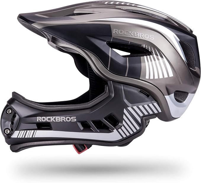 ROCKBROS Kids Full Face Helmet Kids Bike Helmets Lightweight Toddler Mountain Bike Helmet Detachable for MTB BMX Skating Cycling Scooter Safety Bicycle Helmets for Youth Child Boys Girls Ages 3-16