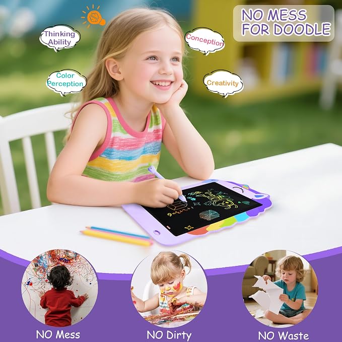 LCD Writing Tablet, Unicorn Drawing Pad Doodle Board, Colorful Toddlers Toys Drawing Board, Educational Toys for Boys Girls 3 4 5 6 7 8 Year Old Christmas and Birthday Gifts