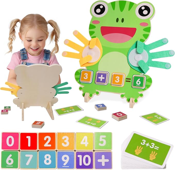 ZJEFUNS Preschool Learning Toys for Toddlers 3 4 5 Years, Finger Counting Number Blocks for Kids, Educational Math manipulatives Toys, Preschool Wood Homeschool Educational Math Toy for Boys Girls.