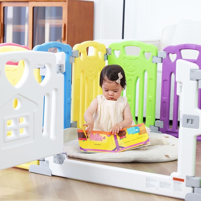 Baby Playpen Kids Activity Centre Safety Play Yard Home Indoor Outdoor New Pen (Multicolour, Classic Set 14 Panel)