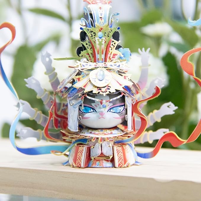 MU 3D Metal Puzzles Assembling Buddhist Kwan Yin Statue Kitty Cat Figures, Zen Gift Cultural Relic Replicas The Flying Apsaras Metal Model Kits Building, Hobby Collectables Presents Home Desk Decor