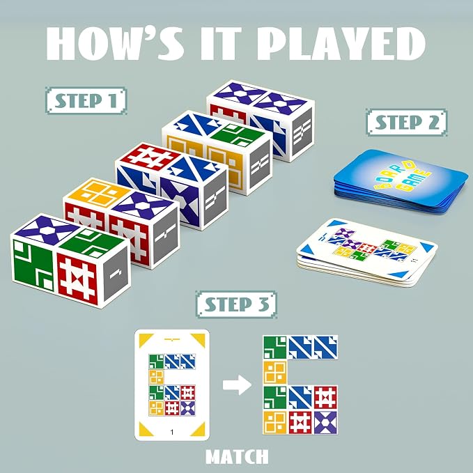 BBnote Matching Puzzle Game for Kids & Adults, Family Board Games Block for Boys & Girls Ages 6-8 8-12, 3+ Player Card Puzzles for Children 6+ Year Olds