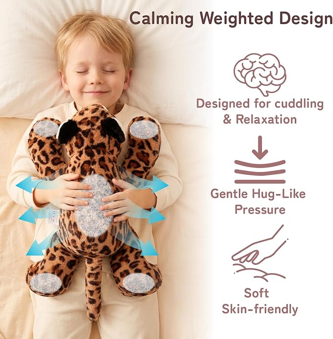 Niuniu Daddy Leopard Weighted Stuffed Animals for Kids & Adults, 25" | 5lb Large Weighted Plushies Pillow for Sleeping and Calming, Cute Lying Toy Huggable Gift for Everyday Comfort