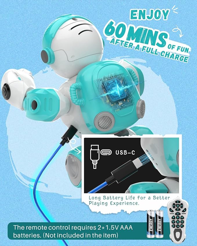 Toys for 3-8 Year Old Boys and Girls, Rechargeable Robot Toys for Kids with Recording Voice, Programming, Gesture Sensing, Singing, Dancing, RC Robot Birthday Gifts for Boys and Girls