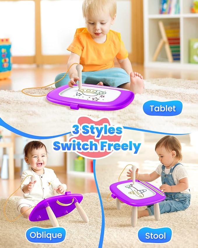 Seimome Doodle Board for Toddler Toys Age 1-3, Magnetic Writing Board, Preschool Learning and Educational Toys for 1 2 3 Years Old Girl Boy Gift for Birthday- Purple