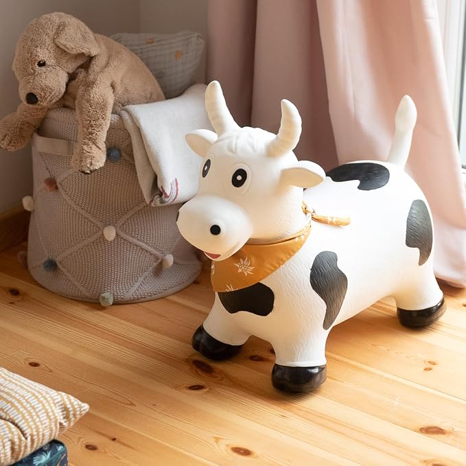 Kindsgut Bouncy Animal Hopper – Inflatable Bouncing Ride-On Toy for Kids & Toddlers Age 2+, Designed in Germany, Indoor & Outdoor, Cow