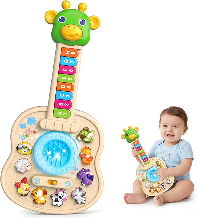 Musical Giraffe Guitar Toys for Toddlers 1-3 with Music & Light, Educational Baby Piano Toys 9-12-18 Months Interactive Music Instruments Learning Toys for 1 2 Year Old Boys Girls First Birthday Gifts