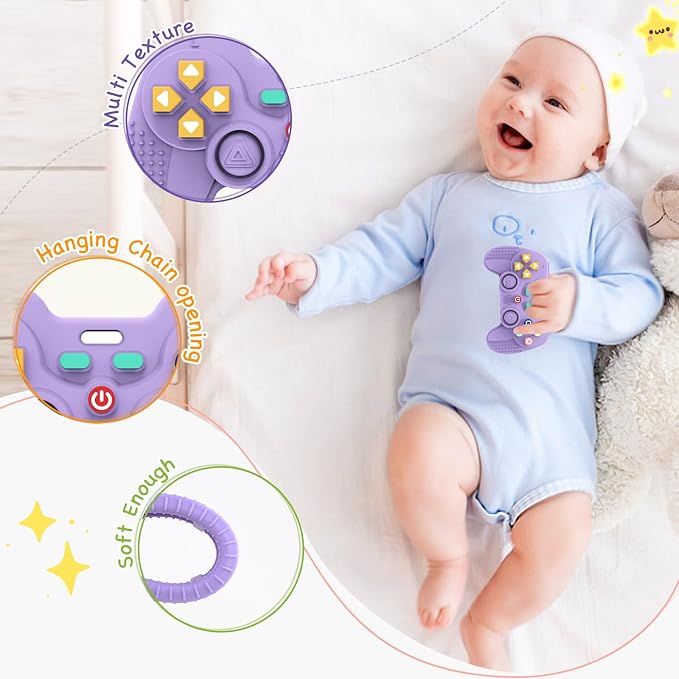 1Pack Silicone Teethers for 6-12 Months Old, Teething Toys for 0-6 Months Old, Remote Teether for Baby, Sensory Toys for Babies & Toddlers, Unisex Gifts