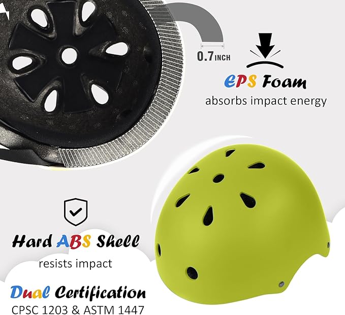 Kids Bike Helmet, Adjustable and Multi-Sport, from Toddler to Youth, 3 Sizes