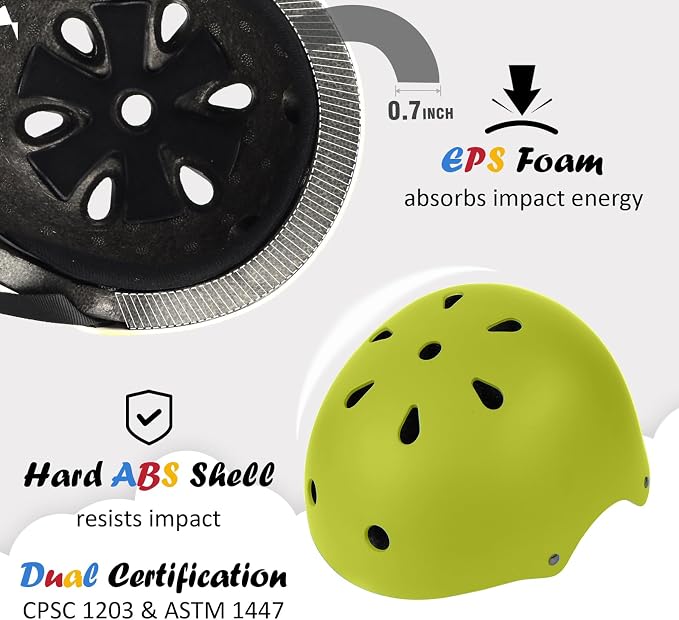 Kids Bike Helmet, Adjustable and Multi-Sport, from Toddler to Youth, 3 Sizes