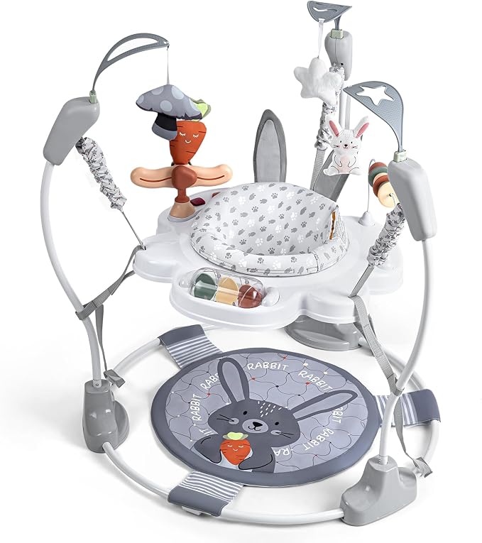 Baby Activity Center, Baby Jumper Activity Center with Music, Interactive Toys, 360° Rotating Seat, 3 Adjustable Heights, Infant Activity Jumper for 6+ Months (Rabbit)