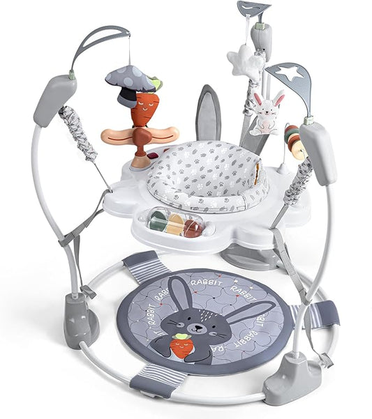 Baby Activity Center, Baby Jumper Activity Center with Music, Interactive Toys, 360° Rotating Seat, 3 Adjustable Heights, Infant Activity Jumper for 6+ Months (Rabbit)