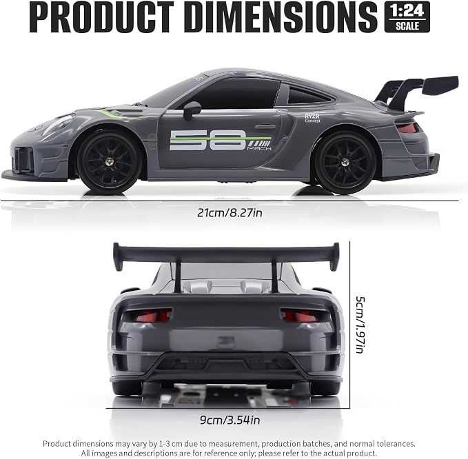 RC Drift Car, 1:24 4WD Remote Control Cars Vehicle with LED Light,2.4GHz 20KM/H High Speed RC Cars with Two Batteries & Drifting Tires Racing Sport Toy for Adults Boys Girls Kids