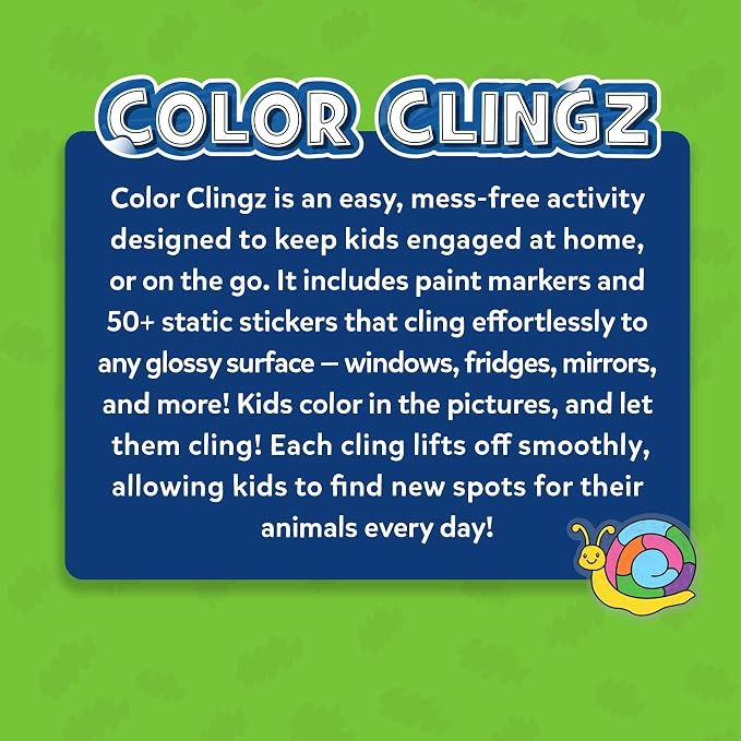 Skillmatics Cling Art – Color Clingz Animals, 50+ Reusable Static Stickers, Mess-Free Fun for Kids, DIY Craft Kits & Supplies, Travel Toys, Creative Gifts for Boys and Girls Ages 3, 4, 5, 6, 7