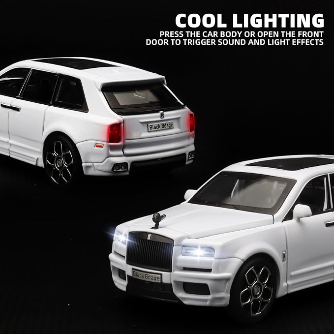 OANMYJJO Collectibles Exquisite Car Model 1:32 Rolls-Royce Cullinan Die Cast Metal Model Cars,Pull Back Toy Cars with Light and Sound,Cars Toys Gifts for Age 3+ Year Old Boys（White）