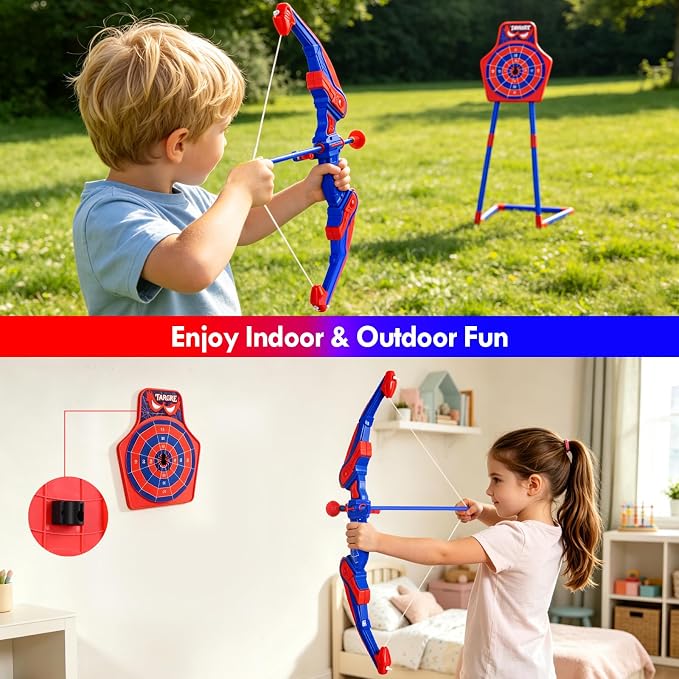 Bow and Arrow for Kids,LED Light Up Archery Set with 10 Suction Cup Arrows, 1 Standing Target, 3 Score Targets & 1 Quiver | Indoor Outdoor Sport Gifts for Boys Girls Ages 4 5 6 7 8 9 10