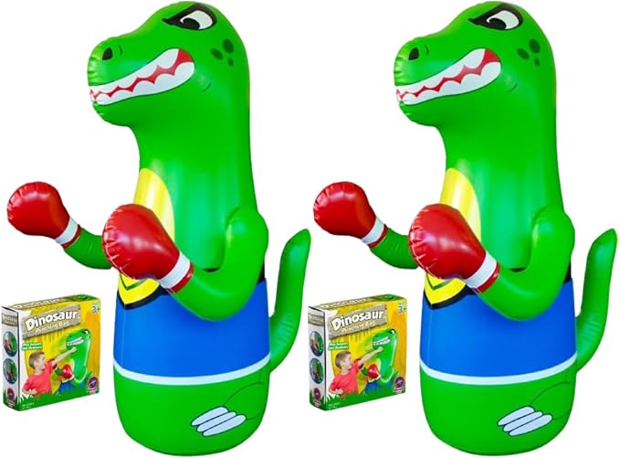 Preferred Toys 47" Inflatable Dinosaur Punching Bag for Kids - Durable Blow Up Kids Punching Bag with Bounce Back Base - Inflatable Indoor Outdoor Active Toddler Bop Play Toy