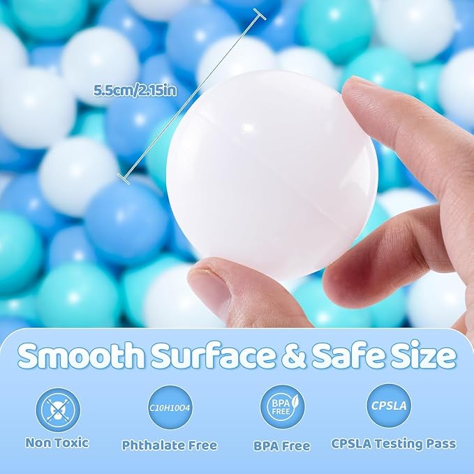 MoonxHome Ball Pit Balls for Toddlers, BPA Free Crush Proof Plastic Toy Balls for Ball Pit, Children's Pool Water Toys, Macaron Ocean Balls for Play Tent 2.15 Inch Pack of 100 200 500 800 1000