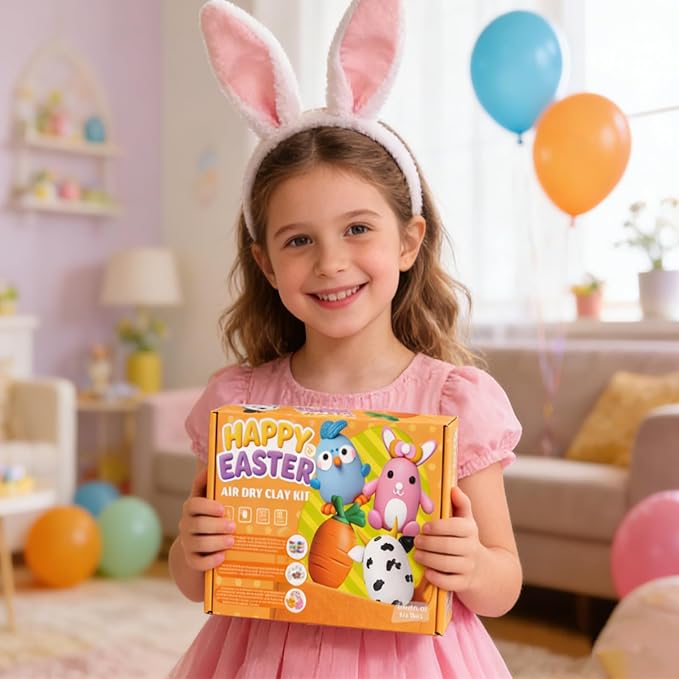 8Pack Eatser Crafts Kit - Air Dry Clay Easter Eggs Crafts for Kids,Modeling Clay DIY Kit for Kids Easter Hunt,Basket Stuffers Fillers,Party Favors and Classroom Prize Supplies,for Age 3+