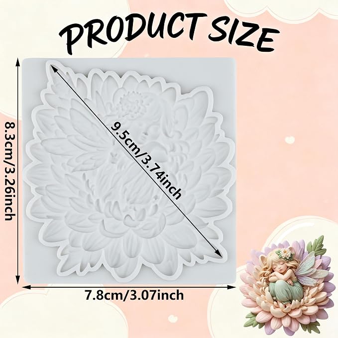 Flower Fairy Polymer Clay Mold Fairy Girl Silicone Molds for DIY Crafts Epoxy Resin Casting Air Dry Polymer Clay Jewelry Making Craft Tools