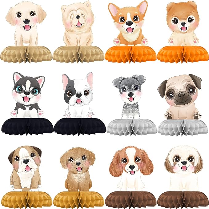 12 Pack Puppy Table Decorations - Puppy Party Decorations for Kids' Birthday and Baby Shower - Puppy Table Toppers