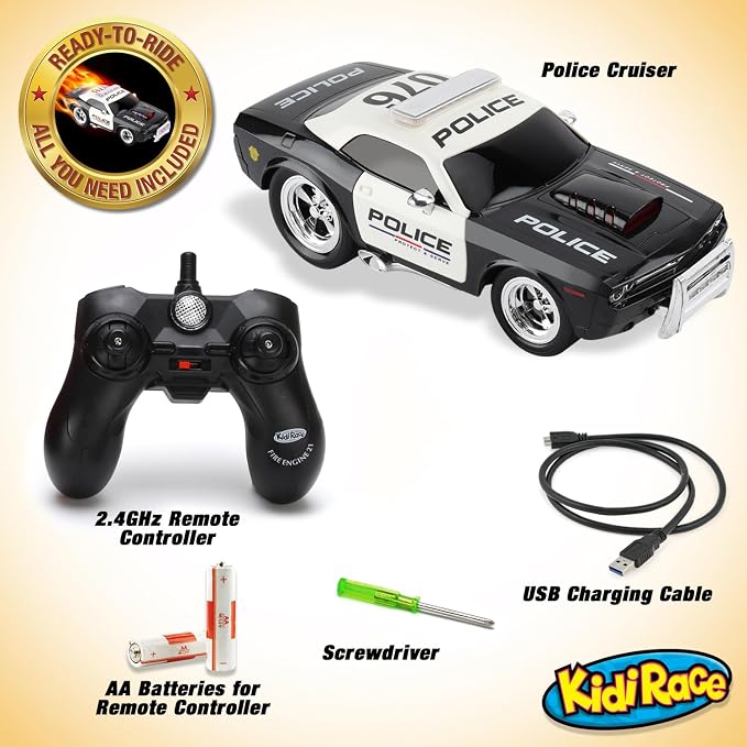 Rechargeable Police Car Remote Control Toy for Kids, Hobby Rc Cars Toys, Lights & Siren, Birthday Gift Ideas for Boy Age 8-12 Years, Gifts for Boys & Girls Ages 3 4 5 6-8 9 10 11 12 Year Old