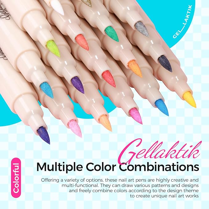 6 Color 3D Nail Art Pens Set, 0.7MM Nail Polish Pens Quick-Drying Acrylic Paint Markers, DIY Nail Design for Dotting Drawing Painting Liner, Home & Salon Manicure Tools Christmas Beginners Gifts