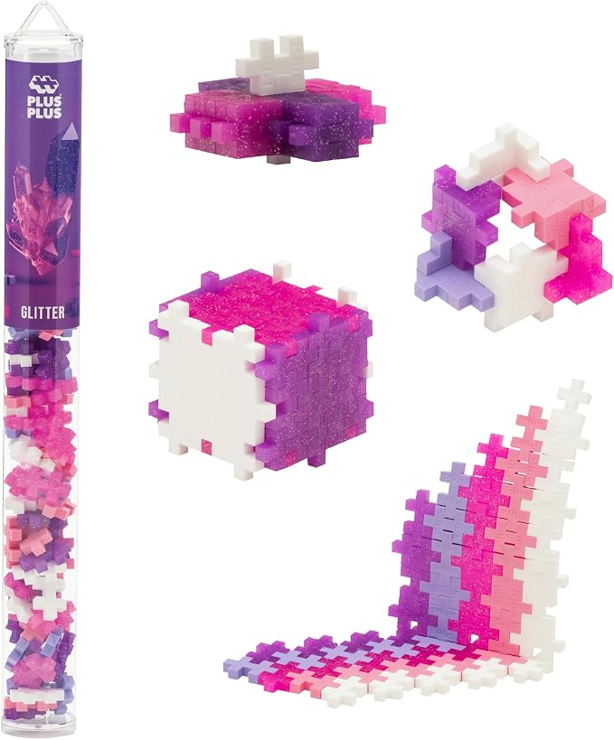 PLUS PLUS Glitter Mix Tube - Mini Interlocking Building Blocks Set, Stem Toys for Kids - Sensory Bin Fillers/Math Manipulatives Classroom Must Haves Gifts for Boys & Girls