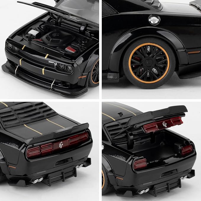 WAKAKAC Compatible for Hellcat Toy Cars, Pull Back Die-cast Vehicles, Collectible Cars with Sounds＆Lights for Kids Boys Girls and Adults, Gift Black